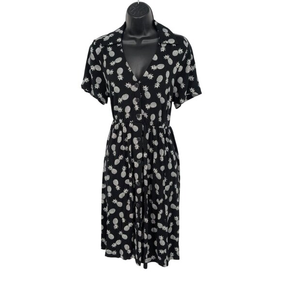 Torrid Button Shirt Dress Women Size L Allover Pineapple Button Up Tropical Twee - Picture 1 of 10